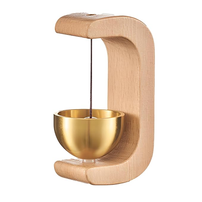 Wooden Door Bell, Japanese Style Brass Doorbell for Homes.