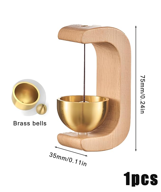 Wooden Door Bell, Japanese Style Brass Doorbell for Homes.