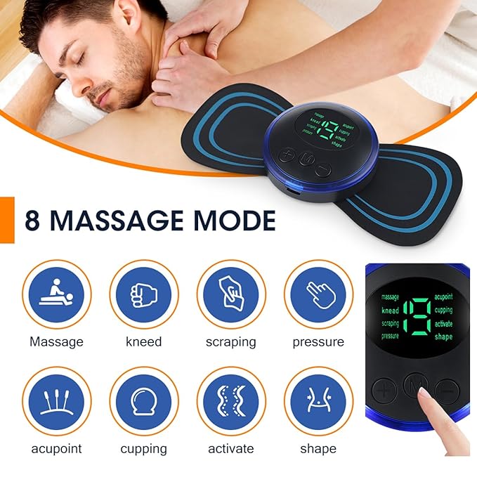 8 Mode & 19 Strength Level EMS Body Massager for Pain Relief Butterfly Massager