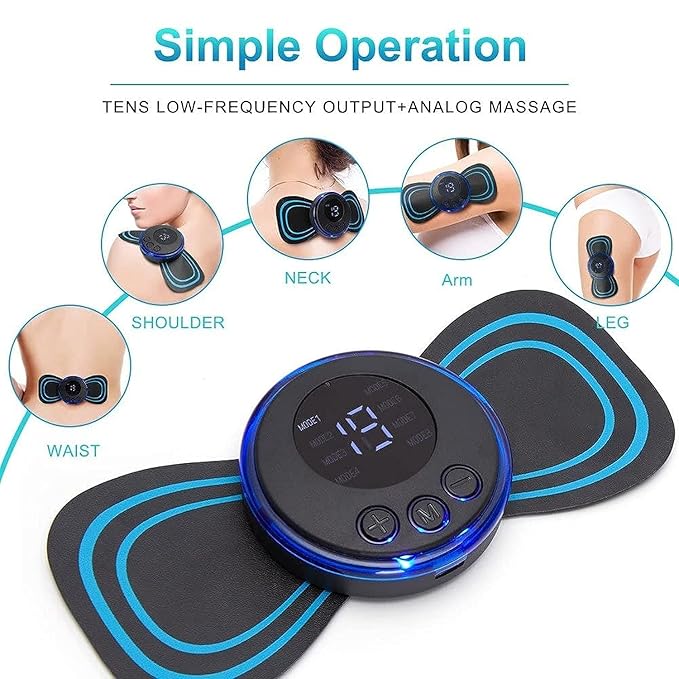 8 Mode & 19 Strength Level EMS Body Massager for Pain Relief Butterfly Massager